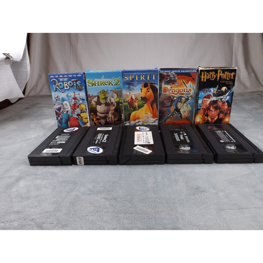 VHS Shrek 2 Spirit-(Stallion) Robots Harry Potter  Dragons Fire & Ice Set‎ of 5